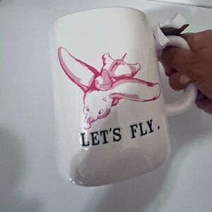 Rae Dunn White and Pink Let's Fly Dumbo Mug